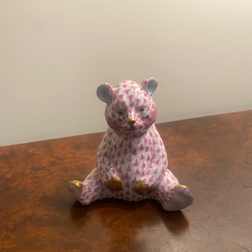 Herend Pink and Gold Bear Figurine
3.5 inches tall. 
Excellent condition